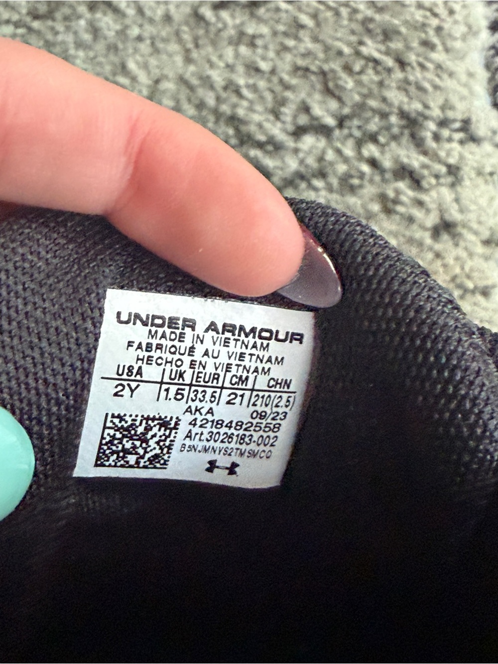 Under Armour Black Kids' Velcro Athletic Shoes - Picture 4 of 4